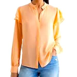 Express Relaxed Portofino Button Up Blouse Large WorkWear Office Business